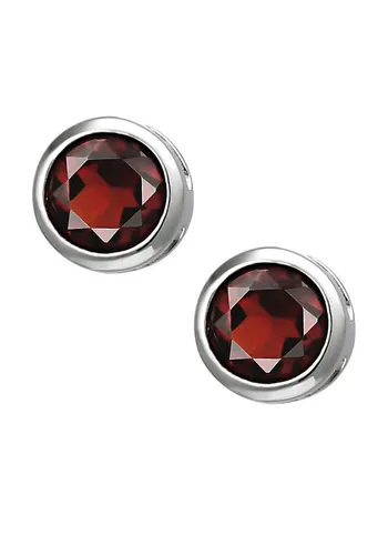 JOBO Paar Ohrstecker Ohrringe mit Granat, 925 Silber in rot von JOBO