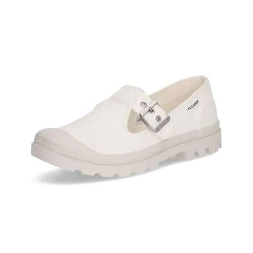 Palladium Damen Pampa M Washed Mary Jane Flat - Soft White, 36 EU - Hausschuhe mit 100% Baumwolle für höchsten Tragekomfort, ideal für entspannte Tage zu Hause.