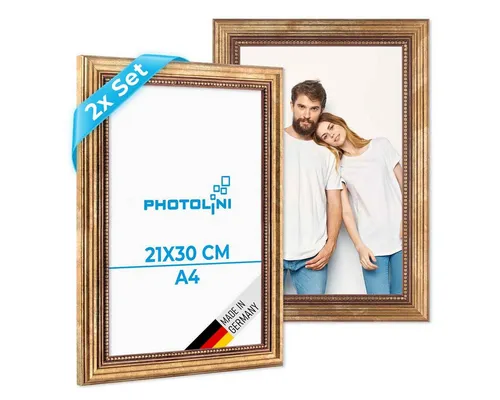 PHOTOLINI Bilderrahmen 2er Set – Massivholz-Rahmen im Barock-Design - Einzelrahmen aus hochwertigem Massivholz im eleganten Barock-Design, ideal für eine individuelle Bilderwand oder persönliche Fotogalerie.
