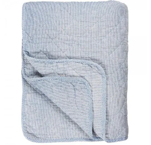 Ib Laursen Wohndecke Gestreift Blau Weiß - Bettdecken, aus 100% Baumwolle, ideal für gemütliche Abende und stilvolle Akzente in Ihrem Wohnraum.