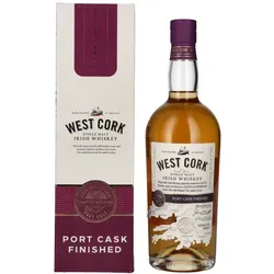 Produktbild West Cork Single Malt Irish Whiskey PORT CASK FINISHED 43% Vol. 0,7l in Geschenkbox