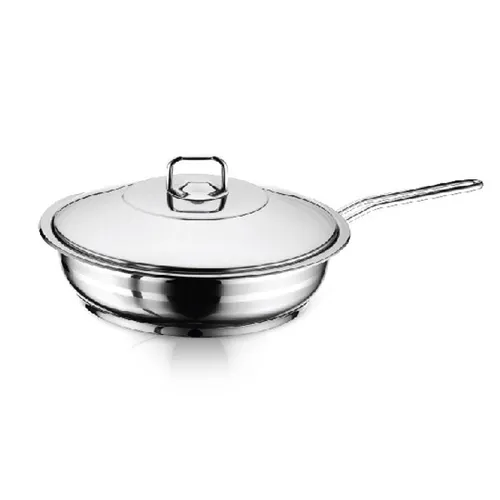 Chrom-Nickel Edelstahl Pfanne mit Edelstahlgriff 26cm Edelstahlpfanne Induktion