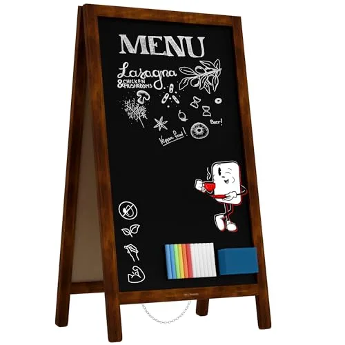 ALLboards Kundenstopper mit lackiertem Holzrahmen - Kreidetafel für den Innenbereich, kratzfest und beidseitig beschreibbar, ideal um Kunden auf Angebote aufmerksam zu machen.