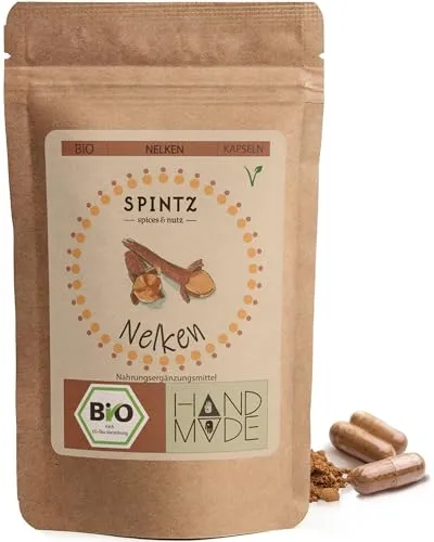 Spintz Nelken Kapseln 360 Stk - Hochwertige Nelken Kapseln aus biologischem Anbau im praktischen Aromabeutel. 100% vegan, ohne künstliche Zusätze und in umweltfreundlicher Verpackung.
