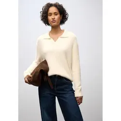 Street One Damen 3016798 Federgarn Pullover, Soft beige, Größe 40 - Eleganter Strickpullover mit Polokragen, ideal für den Alltag. Bequem und stylisch in Soft Beige, perfekt kombinierbar für Damen.
