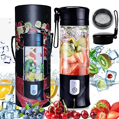 Mixer tragbar, Mixer mit USB wiederaufladbar, Mini-Mixer für Smoothie, Milchshake, Fruchtsaft, tragbarer Mixer 350-420ml mit 6 Klingen für Sport, Heim, Büro, Reisen, BPA-frei