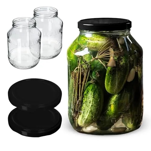 KADAX 2st 2,5L Einmachgläser mit Schraubdeckel TO100 für Gurken, Kombucha, Kimchi | Konservengläse weite Öffnung zum Einlegen, Fermentieren, Einmachglas zum Einlegen, Einkochgläser, Gurkenglas