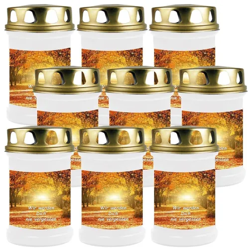 HS Candle Grabkerze (9-tlg), Grabkerze Brenndauer 40 Stunden viele vers. Variationen und Motive