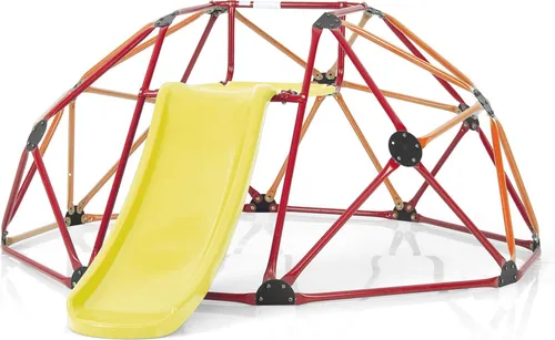 COSTWAY Kletterkuppel Ø183cm mit Rutsche – Spielplatz für Kinder - Multifunktionale Kletterkuppel mit Rutsche, ideal für Kinder ab 3 Jahren. Robuste Konstruktion, wetterfeste Plattform und Platz für bis zu 3 Kinder bieten endlosen Spielspaß im Freien.