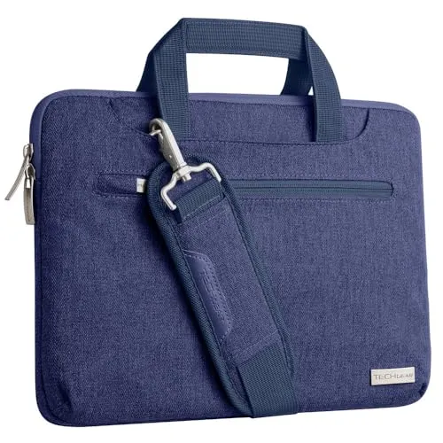 TECHGEAR Tasche für 11-12,3 Laptops - Tragbare Multifunktions Laptop hülle mit verstellbarem Schultergurt, Gepäckriemen und unterdrückbaren Griffen, Tragbarer Organizer Case mit Taschen - Blau
