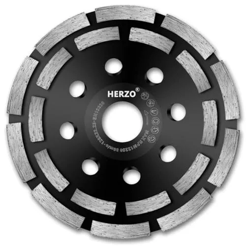 HERZO Diamant Schleiftöpfe 125mm für Beton, Granit, Naturstein, Stein, Mauerwerk. Topfscheibe 125 Beton, diamant schleifscheibe 125mm für Winkelschleifer