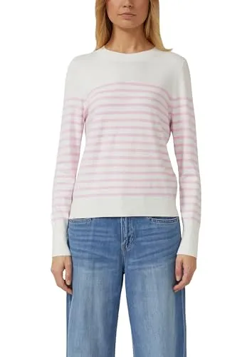s.Oliver Gestreifter Pullover aus Viskosemix - Regulär geschnittener Feinstrick-Pullover mit langem Arm und Crew-Neck. Der weiche Viskosemix sorgt für hohen Tragekomfort und ein modernes, gestreiftes Design. Ideal für lässige Looks.