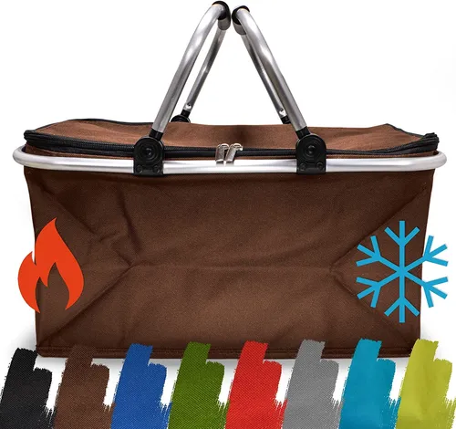 Thermo e-Best Einkaufskorb mit Tragegriffen Braun 2x