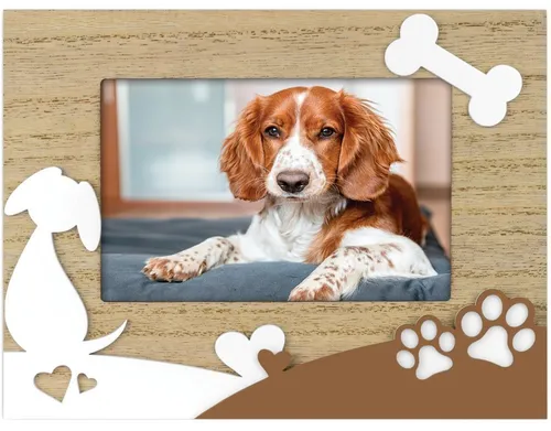 matches21 HOME & HOBBY Bilderrahmen Holz Bilderrahmen rechteckig braun / weiss für 10x15 cm, Wand-Deko Fotorahmen im Querformat zum Stellen