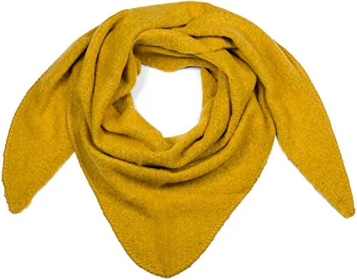 styleBREAKER Damen Großer Strick Dreieck Schal einfarbig meliert | Weiches warmes Winter Dreiecktuch | Strickschal aus Viskose Wolle für kuschlige Looks, Farbe:Curry