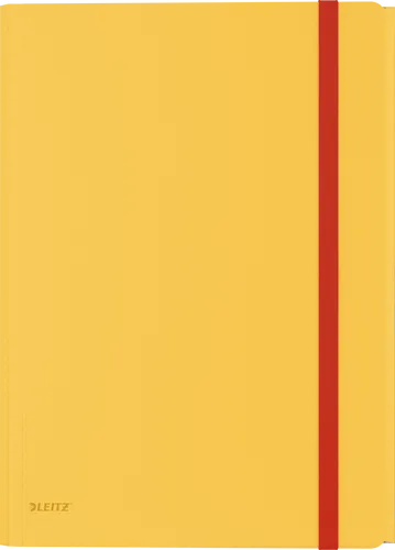 Leitz A4 Eckspannermappe - Für 150 Blatt, warmes Gelb, hohe Kapazität mit Innentasche und Gummibandverschluss