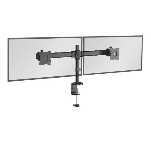 RICOO Monitor Halterung für 2 Monitore - Arme für Computermonitore, vielseitig einstellbar mit 360° Drehung und bis zu 60° Schwenkung, ideal für Home Office und Gaming Stations.
