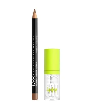 NYX Professional Makeup Slim Lip Pencil + Fat Oil Lip Drip Lippen Make-up Set 1 Stk Nr. 855/01 - Nude Truffle/My Main