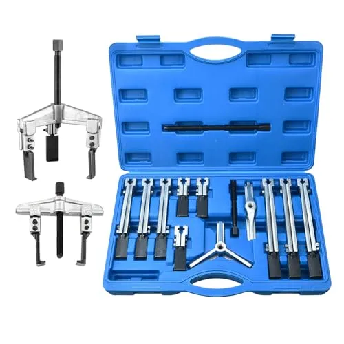 Zoomtools 13 Teiliges Parallelabzieher Lagerabzieher Werkzeug Innenabzieher Satz Innenlager Werkzeugset Kugellagerabzieher, 2 und 3 Armig, Breite 45-135 mm, Tiefe 105-265 mm