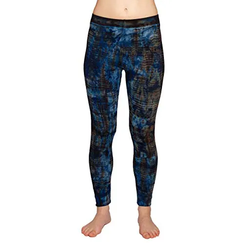 PANASIAM Batik Leggings Dunkelblau, Größe S - Handgefertigte Leggings mit einzigartigem Dschungel-Muster aus 95% natürlicher Viskose und 5% Elasthan. Bequemer Gummibund für optimale Passform, ideal für Yoga und Freizeit. Fair produziert in kleinen Familienbetrieben.
