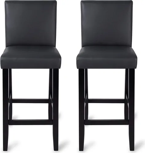 WOLTU 2er-Set Barhocker mit Lehne aus Massivholz und Kunstleder in Grau