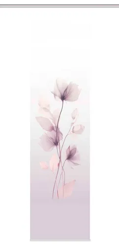 HOME WOHNIDEEN Schiebegardine BEREKUA, Seidenoptik - Fertiggardinen mit 3D-Blumendruck, 245x60 cm, inklusive Zubehör und kürzbarer Aluminium-Klemmleiste für individuelle Anpassung.