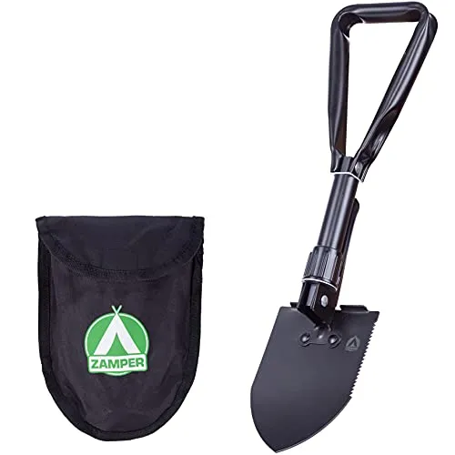 Zamper Klappspaten mit Tasche - Klappschaufel & Spaten für Outdoor Camping Survival Trekking - Tool & Werkzeug auch für Schnee
