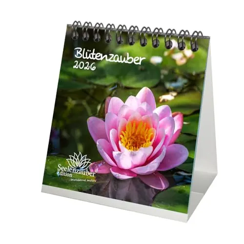 Blütenzauber Tischkalender 10cm x 10cm für 2026 Blumen und Blüten - Seelenzauber