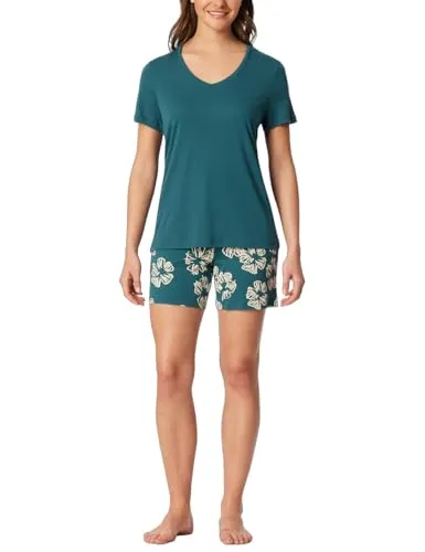 Schiesser Damen Schlafanzug Set kurz - Baumwolle Modal - Bequemes Schlafanzug Set für Damen aus Baumwolle und Modal. Ideal für entspannte Nächte, weich im Griff und atmungsaktiv.