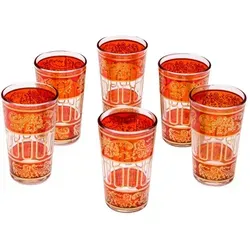 6x Orientalische Teeglas Lamia Orange - 6er SET in gold von Marrakesch Orient & Mediterran Interior