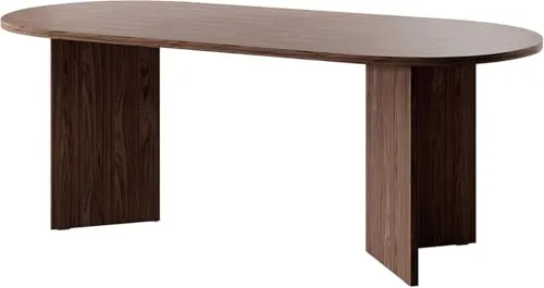 Selsey Esstisch Oval 90 x 204 cm - Eleganter Küchentisch OVO Wisconsin in Walnuss, mit abgerundeten Kanten und schützenden Füßen für deinen Boden