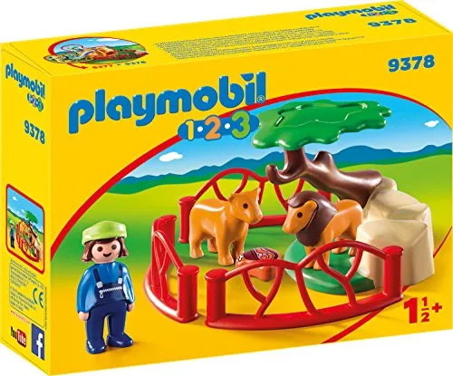 PLAYMOBIL 9378 Löwengehege - Spielfigur Spielsets mit 1 Figur, 2 Löwen und viel Zubehör, ideal für kreative Rollenspiele und langlebig durch hochwertige Qualität.