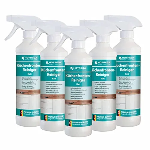 HOTREGA® Küchenfronten Reiniger Entfetter 500ml - Küchenreiniger für matte Oberflächen, entfernt streifenfrei Öl- und Fett-Verschmutzungen und bewahrt das edle Erscheinungsbild Ihrer Küche.