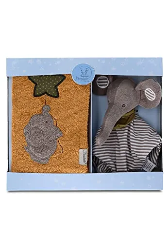 Sterntaler Baby Geschenk-Set mit Elefant, Schmusetuch & Kinderhandtuch - Unisex Set - Grau