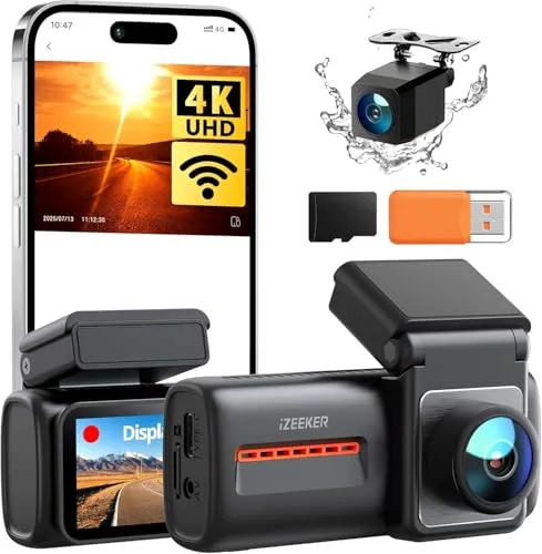 iZEEKER 4K Dashcam Auto Vorne Hinten mit WiFi 6 und 32GB SD Karte