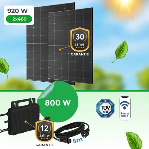 Balkonkraftwerk 920W mit Hoymiles HMS 800W Wechselrichter