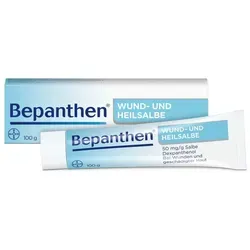 Bepanthen Wund- und Heilsalbe - Arzneimittel zur Unterstützung der Wundheilung, ideal für kleine Wunden und empfindliche Haut, enthält Dexpanthenol und ist frei von Farb- und Duftstoffen.
