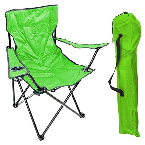 Anglersessel Campingstuhl Faltstuhl Anglerstuhl Regiestuhl Lime mit Getränkehalter und Tasche
