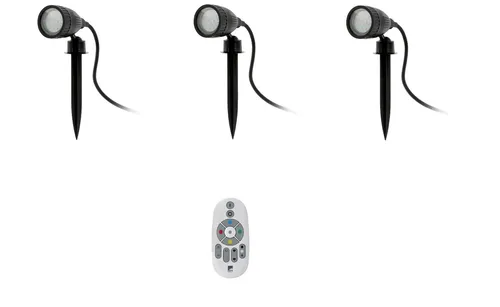 EGLO Connect-C LED Gartenspot 3x mit Fernbedienung - Smart-Leuchtmittel mit dimmbaren RGB-Farben, ideal für individuelle Lichtgestaltung im Garten. Lebensdauer von bis zu 25.000 Stunden und Bluetooth-Kompatibilität für einfache Steuerung.