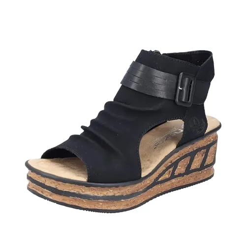 Rieker Damen Sandalen 68191 - Wanderschuhe mit Reißverschluss und bequemem Synthetik-Obermaterial, ideal für entspannte Sommertage und Ausflüge.