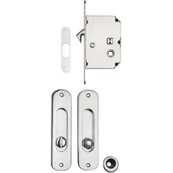 MARCHESI Schiebetürmuschel-Set mit Schloss - verchromt - Türsicherungen für Schiebetüren, mit hochwertigem verchromtem Finish und verdeckter Verschraubung, ideal für moderne Innenräume.