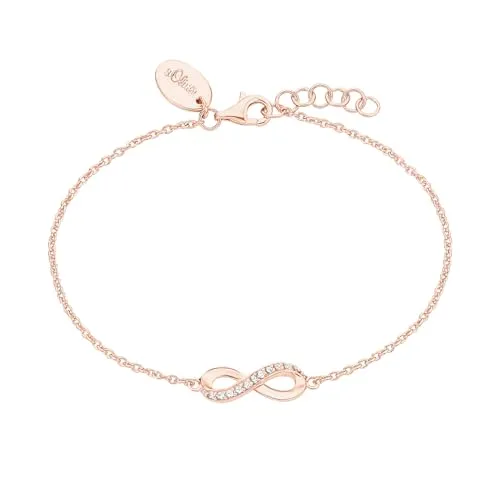 s.Oliver Armband 925 Sterling Silber Damen Armschmuck, mit Zirkonia synth., 17+3 cm, Silber, Infinity, Kommt in Schmuck Geschenk Box, 2012529
