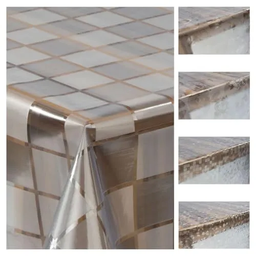 laro Premium Line 0,3mm weich transparente Tischdecke Folie Transparent Muster Tischschutz Schutzfolie Abwaschbar PVC, Muster:Folie Transparent Karo, Größe:60x60