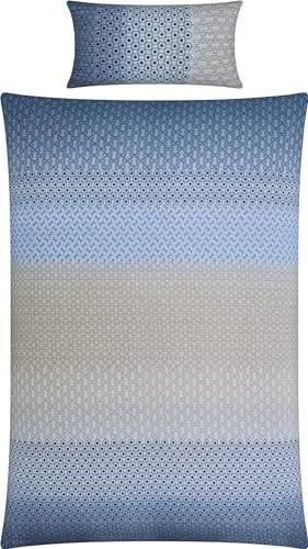 REDBEST Bettwäsche Seersucker blau-beige Größe 1x 135x200 cm + 1x 40x80 cm