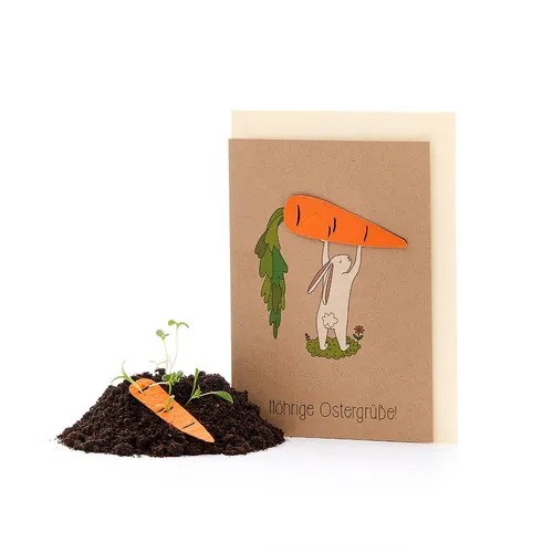 Die Stadtgärtner Osterkarte Wachsende Frühlingskarte mit Saatgut, Besondere Grußkarte im Frühling, Zum Einpflanzen, mit Wildblumensamen, innen unbedruckt