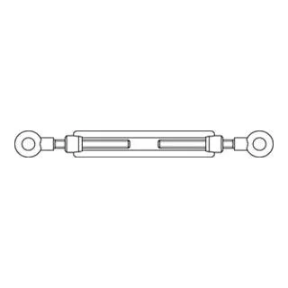Spannschloss DIN 1480 Ringösen Edelstahl M16 - Edelstahl Spannschloss DIN 1480 mit offenen Ringösen, ideal für zuverlässige Verbindungen und Nachstellbarkeit bis 110mm, perfekt für Elektroinstallationen.