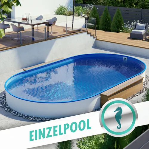 Ovalbecken Stahlwandpool 4,50 x 2,50 x 1,50 m BLAU Folie 0,80 mm Made in Germany