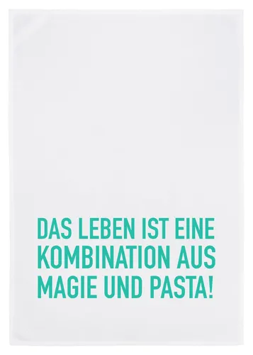 17;30 HAMBURG Geschirrtuch Küchentuch Spruch Magie und Pasta Baumwolle