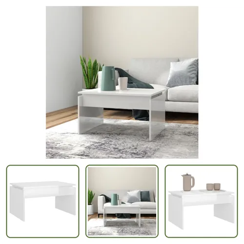 The Living Store Couchtisch Hochglanz-Weiß 68x50x38 cm Holzwerkstoff