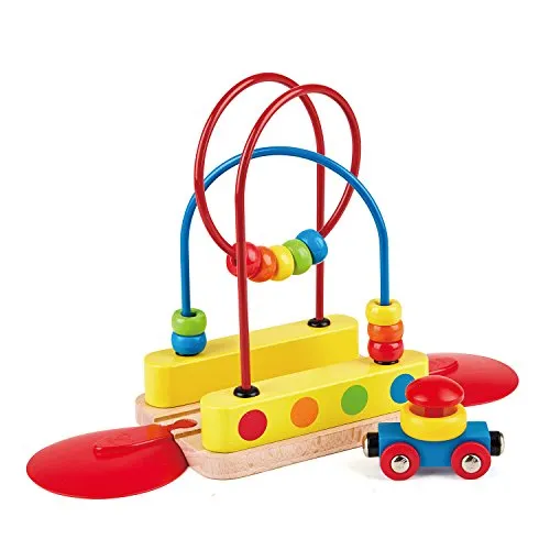 Hape E3811 Railway Spielzeug-Schienenelement mit Regenbogen-Perlenlabyrinth